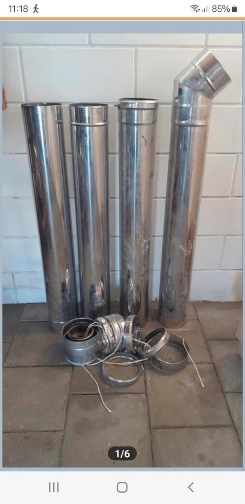 RVS kachelpijp dubbelwandig, Huis en Inrichting, Kachels, Ophalen, Gas, Zo goed als nieuw, Inbouw