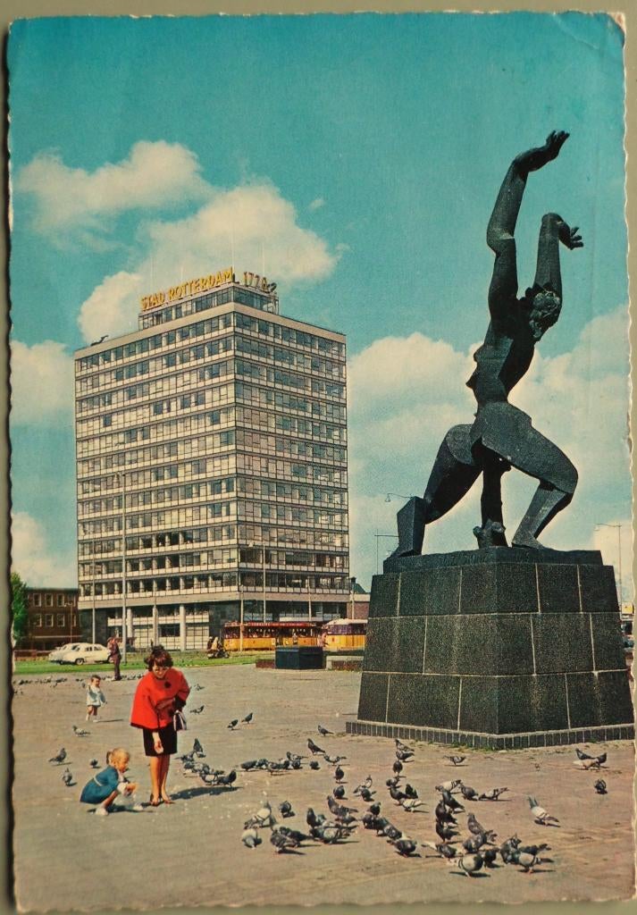 Rotterdam - Zadkine - verwoeste stad - 1967, Ophalen of Verzenden, 1960 tot 1980, Gelopen, Zuid-Holland