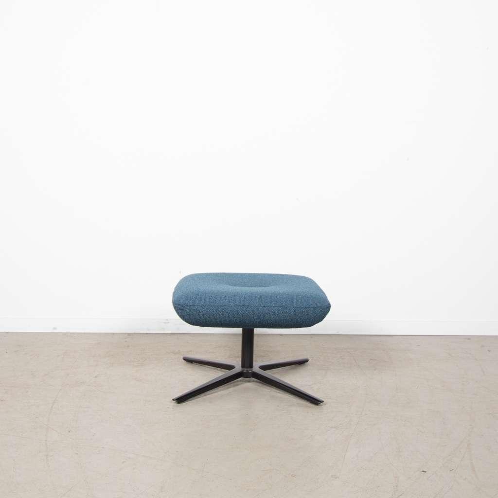 1x Leolux Caruzzo Fine Voetenbank Blauw Stof, Huis en Inrichting, Niet ingevuld, Ophalen of Verzenden, Zo goed als nieuw, Stof