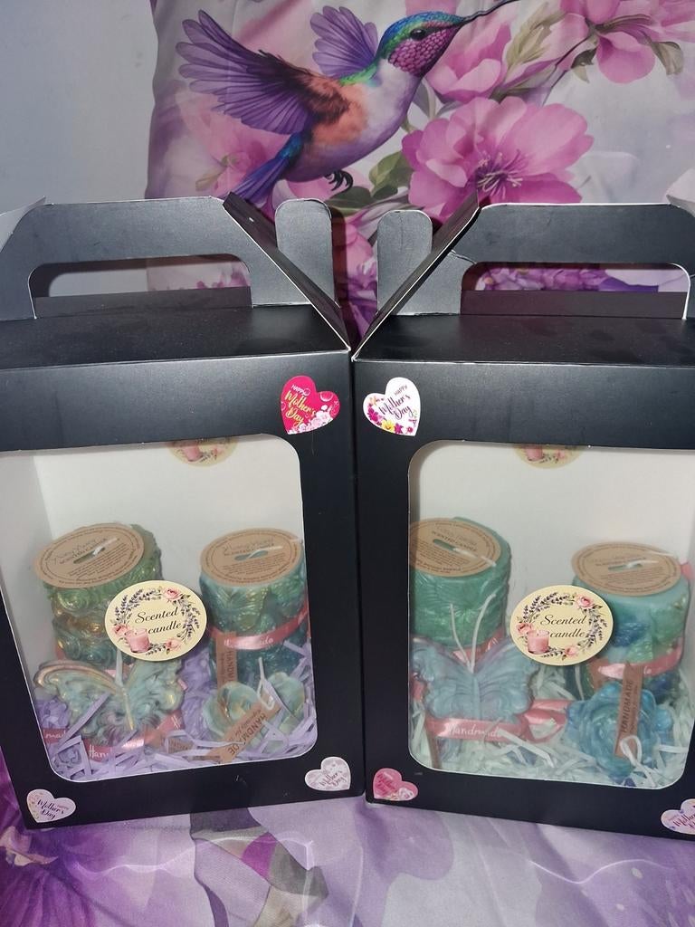 Moederdag Geschenkdoos: Geurkaarsen Vlinders & Rozen, Overige materialen, Nieuw, Ophalen of Verzenden, Minder dan 25 cm