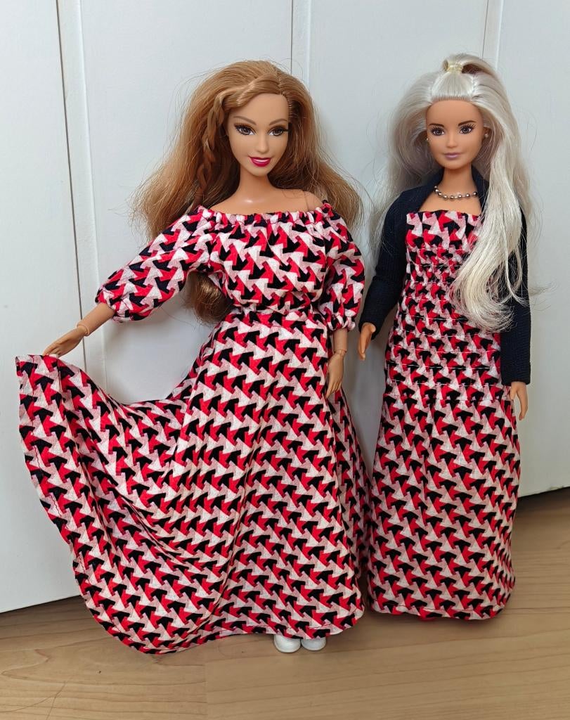 Barbiekleding/Barbiekleertjes: rok + top, jurk Barbie, Curvy, Verzenden, Nieuw, Barbie