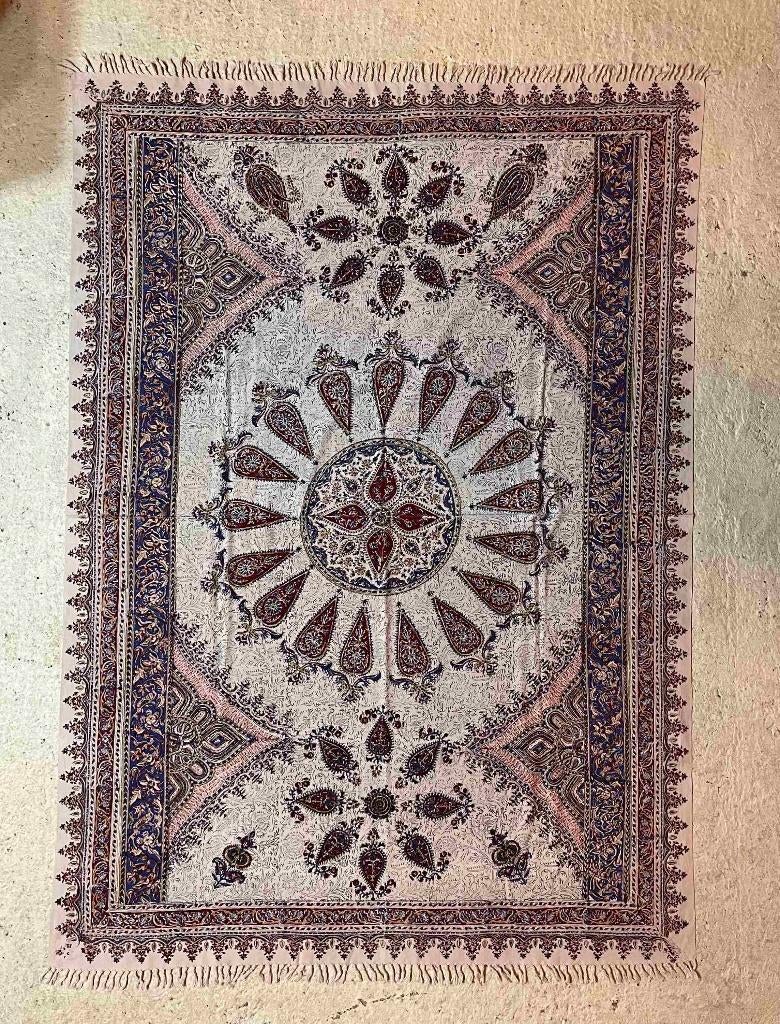 Grand foulard woonkleed hand gestempeld katoen 183/130, Gebruikt, Etten-Leur, DJT@dejuistetoon.eu, Ophalen of Verzenden