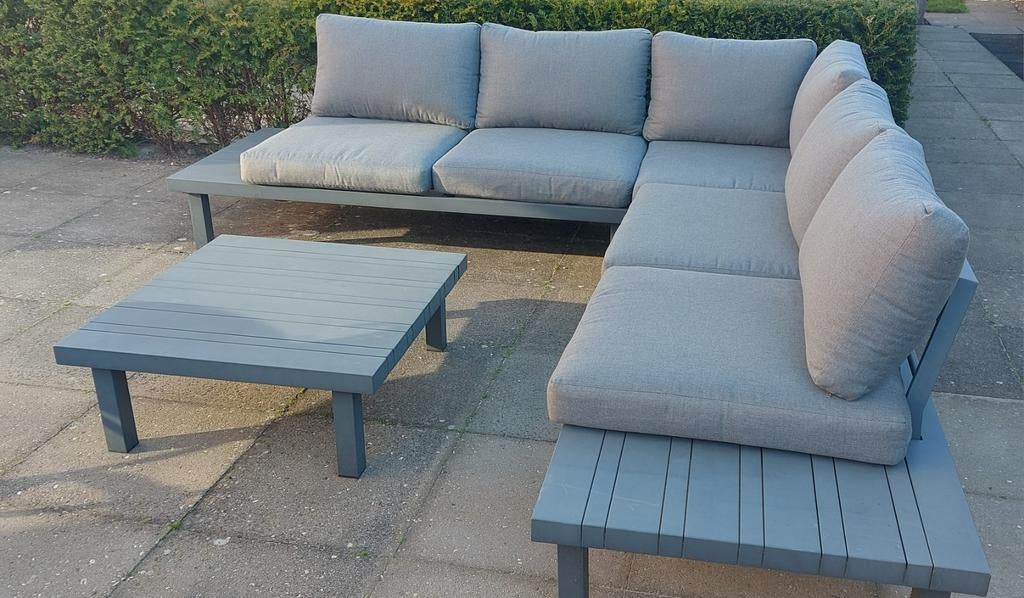 Loungeset grijs, Ophalen, 5 zitplaatsen, Bank, Aluminium