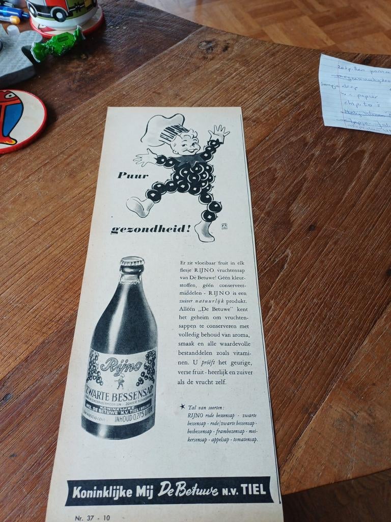 Advertentie van Koninklijke mij de Betuwe Tiel Flipje gezond, Verzamelen, Merken en Reclamevoorwerpen, Ophalen of Verzenden, Zo goed als nieuw