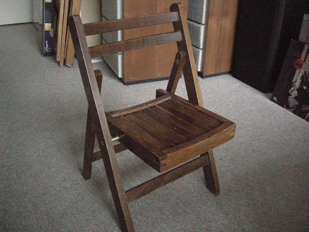 Klapstoeltje hout vintage - zeer nette staat, Ophalen, Gebruikt, Stoel(en)