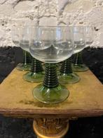 Set 6 vintage 70’s Roemer wijnglazen groen geribbelde voet, Ophalen of Verzenden, Zo goed als nieuw, Overige typen
