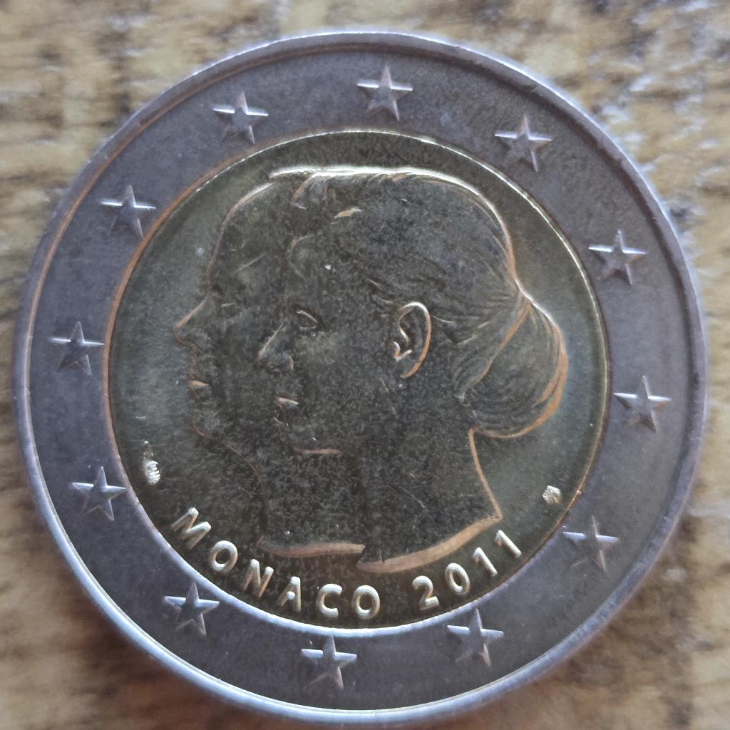 Monaco 2011: Huwelijk van Albert II met Charlene Wittstock, Ophalen of Verzenden, Monaco, 2 euro, Losse munt