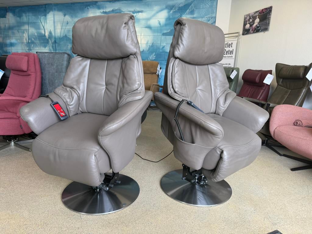 Luxe Relaxfauteuil himolla set sta op stoel relax fauteuils, Nieuw, Leer, Ophalen of Verzenden, Showroom model met garantie gratis bezorgd regio Utrecht