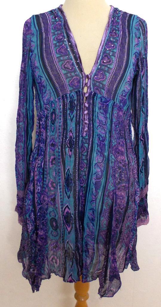 Mooie kleuren transparante tuniek van Lovie! M, Kleding | Dames, Blouses en Tunieken, Zo goed als nieuw, Maat 38/40 (M), Paars