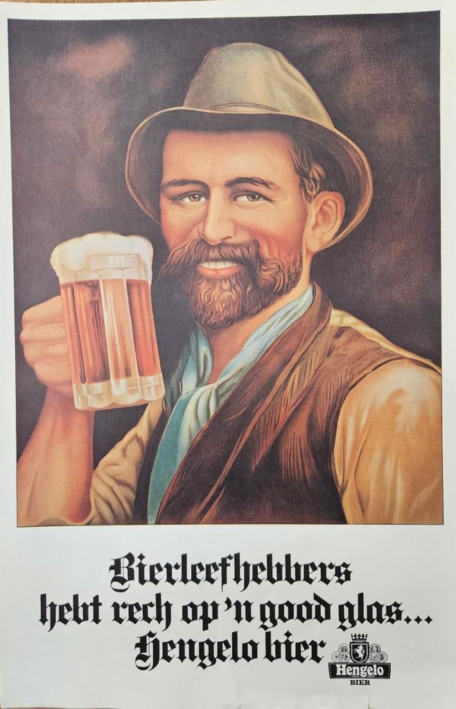 Vintage Poster Hengelosche Bierbrouwerij - Bierliefhebbers, Verzamelen, Ophalen of Verzenden