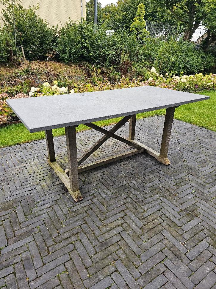 Gratis Tuintafel Belgisch hardsteen, Tuin en Terras, Tuintafels, Gebruikt, Rechthoekig, Teakhout, Ophalen