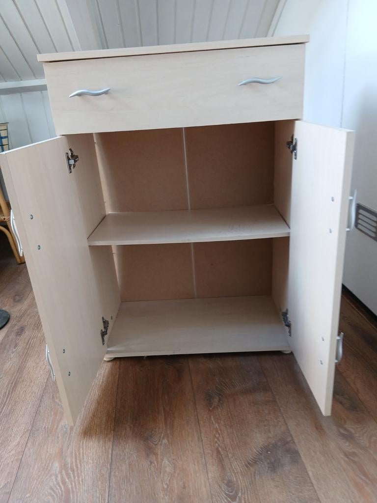 Nachtkastje met lade en deuren - H85 B60 D30 cm, Ophalen, Zo goed als nieuw, 45 tot 65 cm, 70 cm of meer