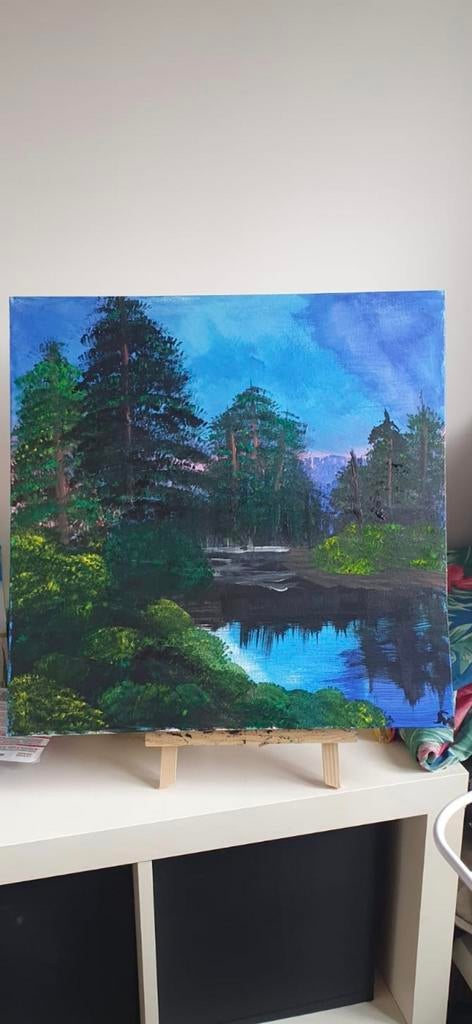 Hierbij een mooi schilderij. Geschilderd door S.W., Antiek en Kunst, Ophalen of Verzenden