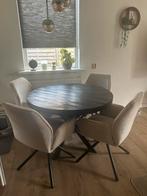 ronde eettafel met stoelen, Huis en Inrichting, Tafels | Eettafels, Ophalen, Zo goed als nieuw, Rond, 100 tot 150 cm
