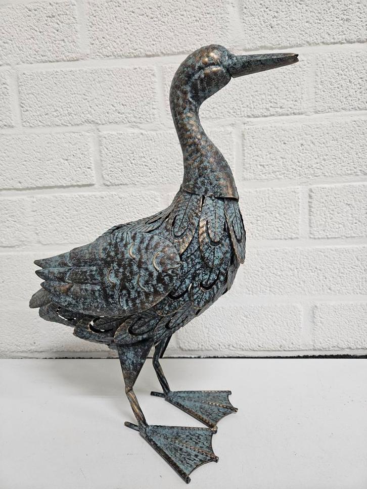 METALEN EEND / GANS , HOOGTE 44 CM , TERRAS , TUIN , NIEUW, Tuin en Terras, Tuinbeelden, Nieuw, Dierenbeeld, Metaal, Ophalen