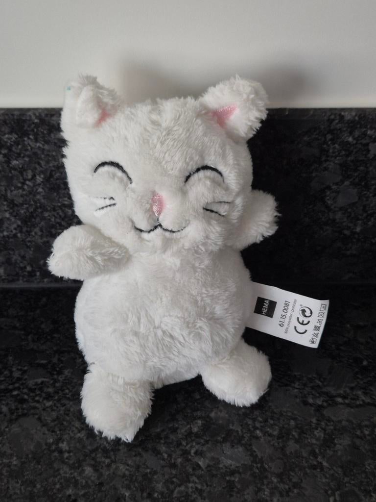 HEMA - Knuffel Katje wit, Ophalen of Verzenden, Zo goed als nieuw, Overige typen