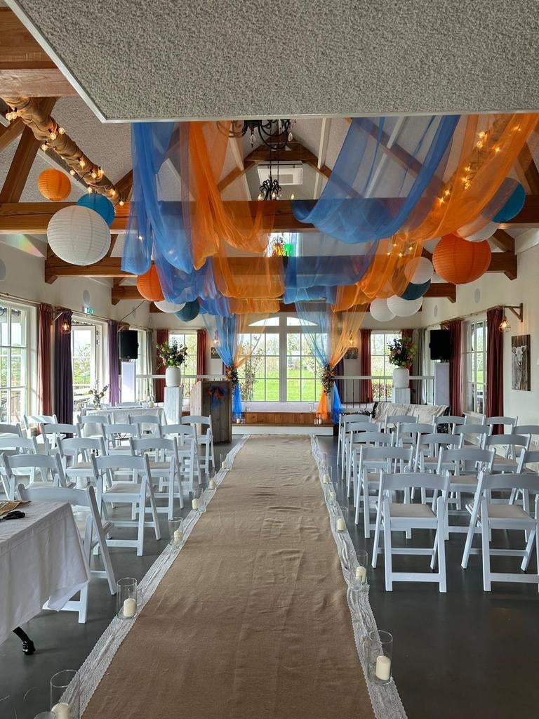 Jutten loper met kant, 1.4m breed, 15m lang, Huis en Inrichting, Stoffering | Tapijten en Kleden, 100 tot 150 cm, Beige, 200 cm of meer