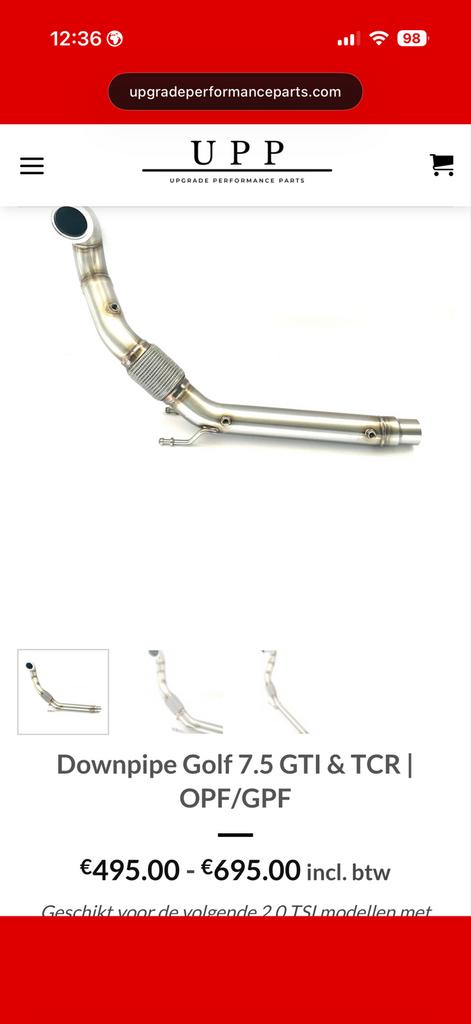 Downpipe Golf 7.5 GTI & TCR met OPF/GPF, Ophalen, Gebruikt, Volkswagen