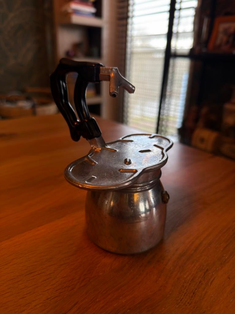 Vintage Irmel 2-kops Italiaans koffiezetapparaat jaren '60, Gebruikt, Overige modellen, Gemalen koffie, Ophalen of Verzenden