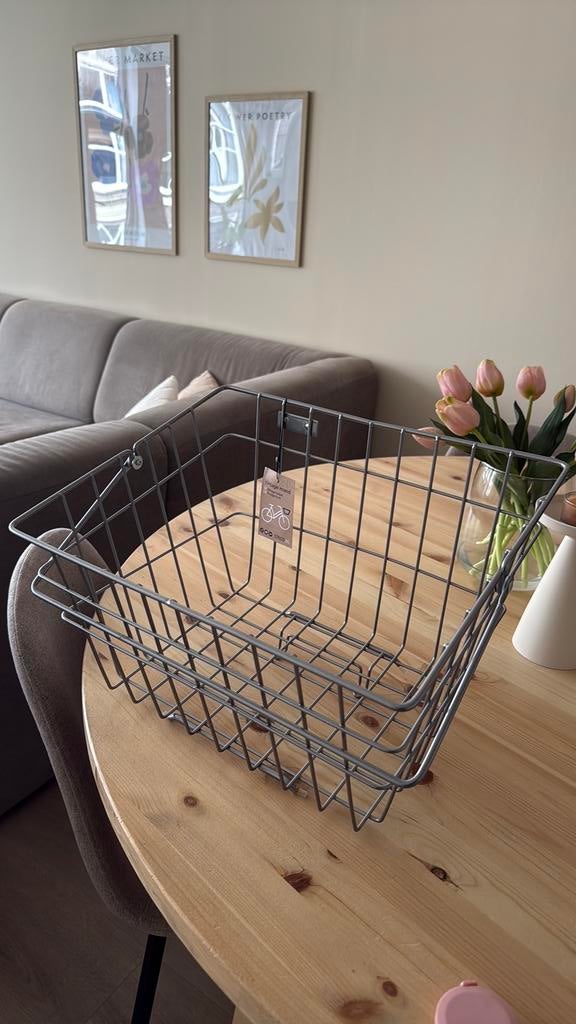 stalen fietsmand zilver nieuw, Minder dan 50 cm, Nieuw, Minder dan 50 cm, Ophalen of Verzenden