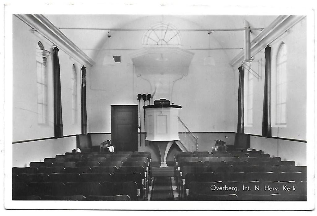 Sus5 Ongelopen oude ansichtkaart Overberg Int N Herv Kerk, Verzamelen, Ansichtkaarten | Nederland, Ophalen of Verzenden, Voor 1920
