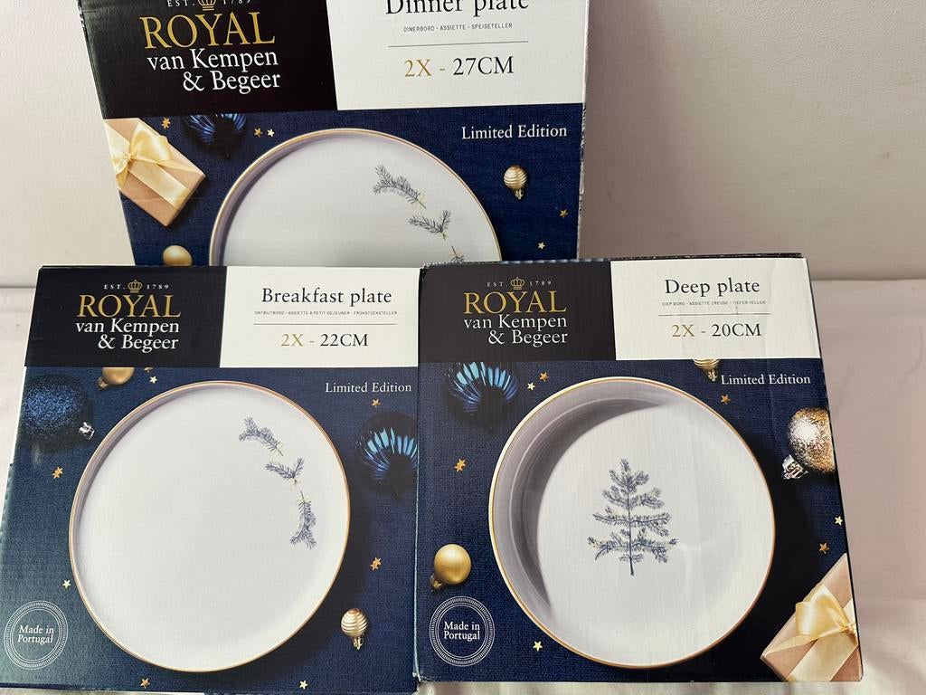 Royal Van Kempen & Begeer Kerst Servies limited edition, Nieuw, Ophalen of Verzenden, Bord(en), Effen