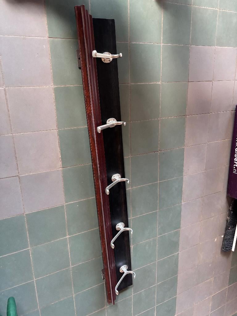 Houten Wandkapstok Zwart Bruin Metaal 5 Haken, Gebruikt, 100 tot 150 cm, Hout, Ophalen