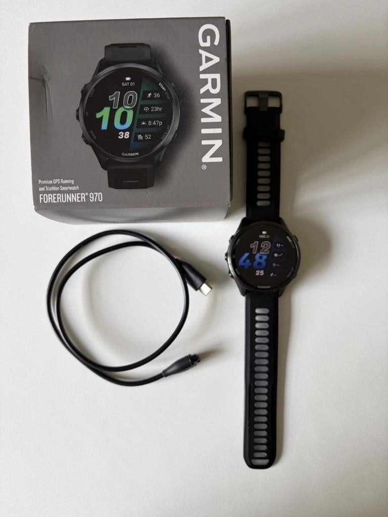 Garmin Forerunner 970 AMOLED GPS horloge, Zwart, Ophalen of Verzenden, Zo goed als nieuw, GPS