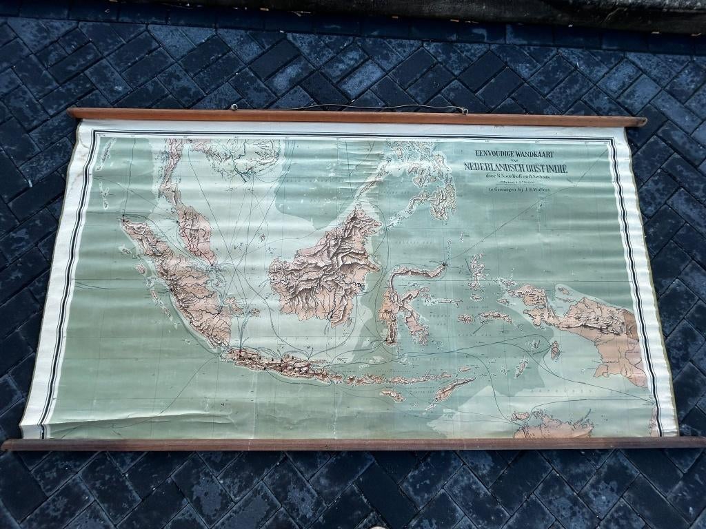 Nederlandsch Oost-Indië, Antiek en Kunst, Antiek | Schoolplaten, Ophalen of Verzenden, Aardrijkskunde
