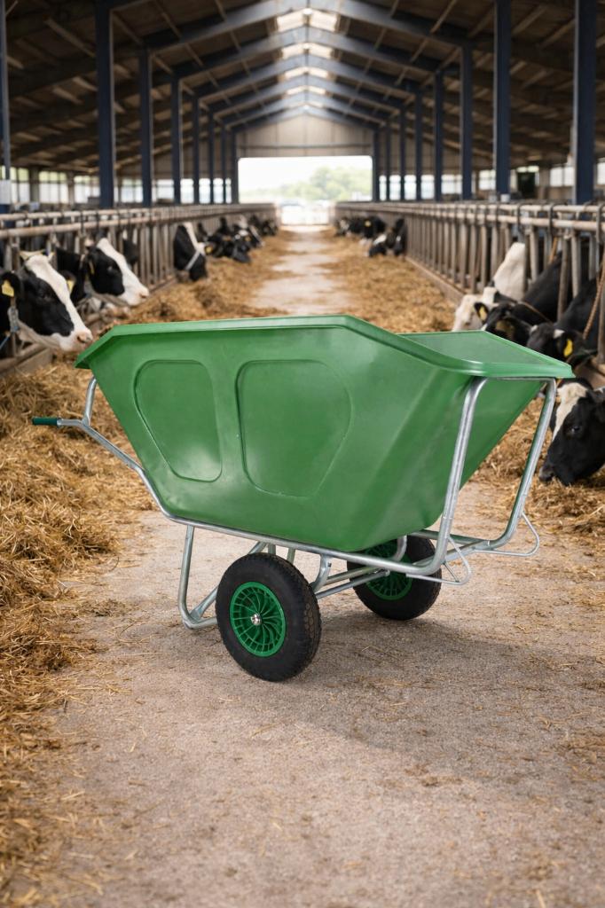 Kruiwagen Fort F&S, 500L Groen, verz. onderstel 2 luchtwiel, Verzenden, Tweewielig