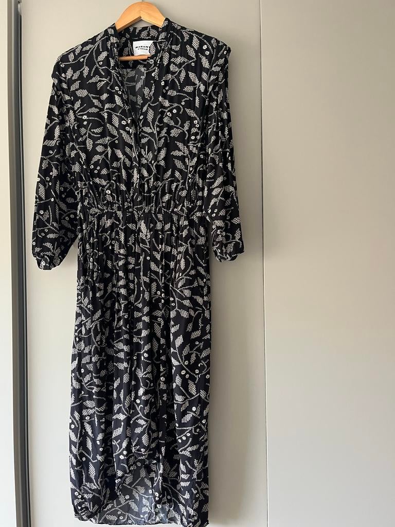 Isabel Marant Etoile Okley Jurk Zwart/Wit Maat 42, Kleding | Dames, Zwart, Maat 42/44 (L), Ophalen of Verzenden, Zo goed als nieuw