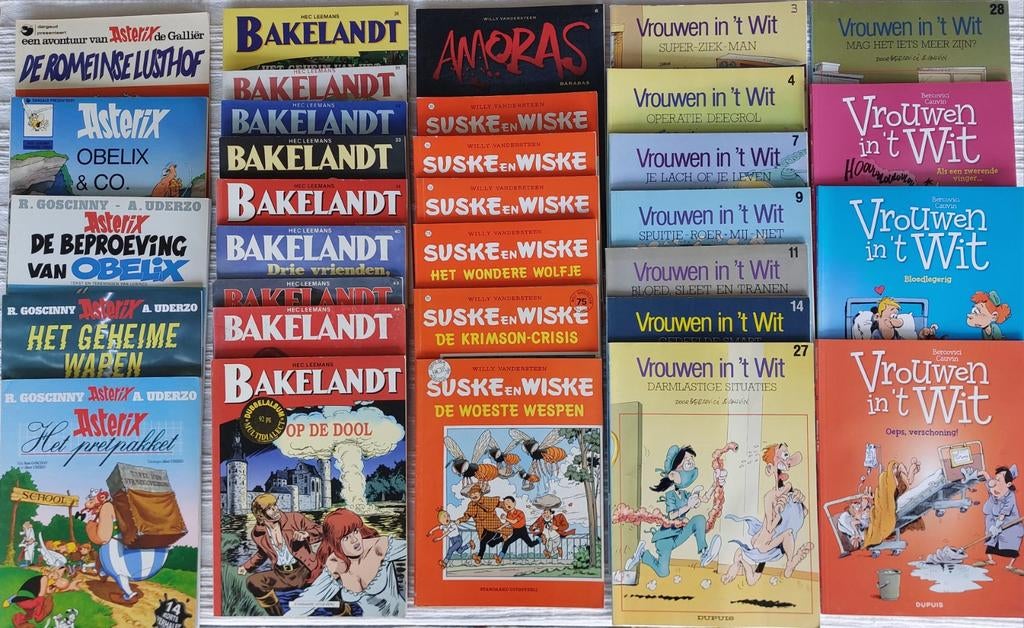 Strips Bakelandt Asterix Suske en Wiske Vrouwen in 't Wit, Boeken, Stripboeken, Gelezen, Meerdere stripboeken, Ophalen of Verzenden