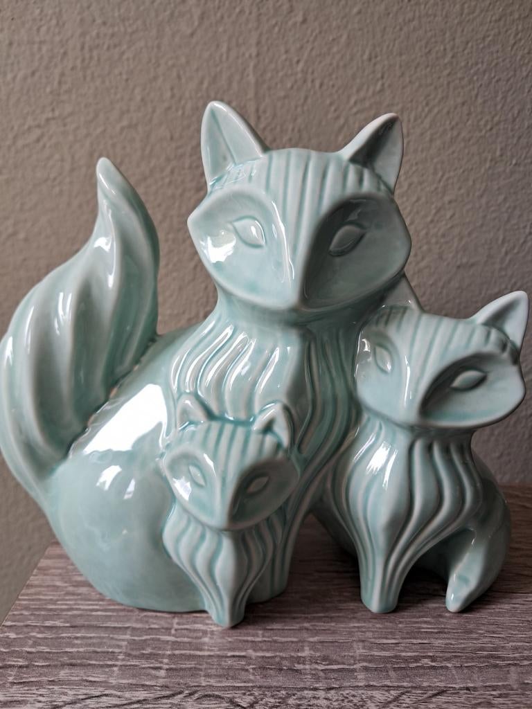 Schattig vosjes beeldje - moeder vos met jongen, Ophalen of Verzenden, Zo goed als nieuw, Dier