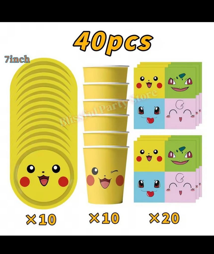 Pokémon Feestartikelen Set - Borden, Bekers, Servetten, Hobby en Vrije tijd, Feestartikelen, Ophalen, Nieuw, Feestartikel, Verjaardag
