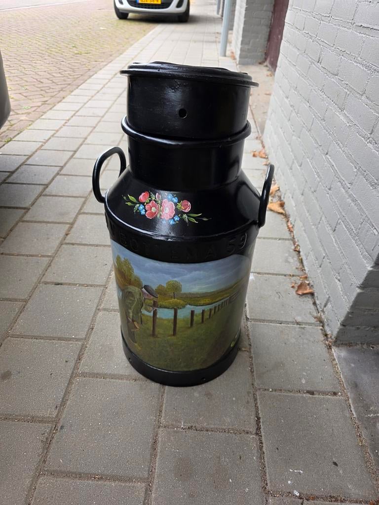 Decoratieve melkbus met handgeschilderd tafereel, Ophalen of Verzenden