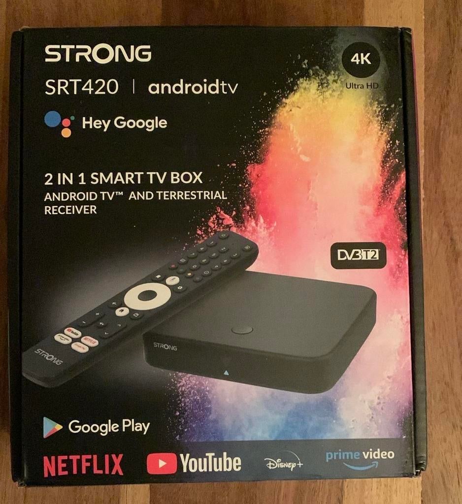 Strong SRT420 Android TV 4K Box met Google Assistant, Info@strong.com, Nieuw, Ophalen of Verzenden, Zonder harde schijf