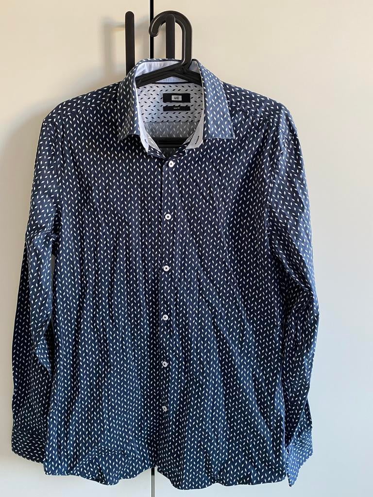 WE fashion overhemd maat L, Ophalen of Verzenden, Gedragen, Blauw, Halswijdte 41/42 (L)