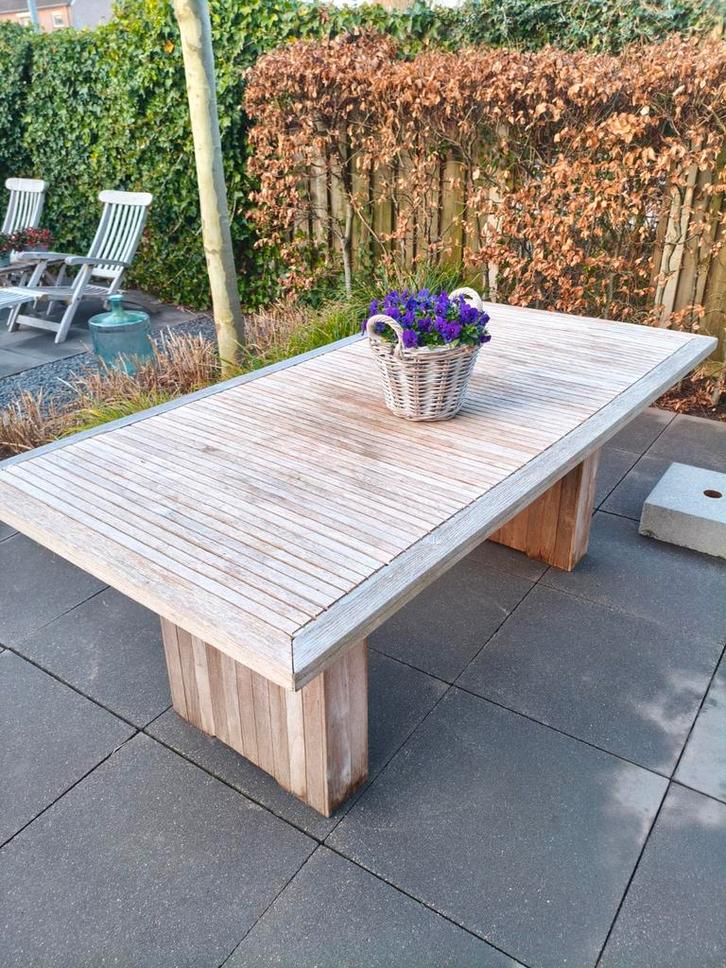 Teak Tuin Tafel - 200x100 cm - Gebruikt, Tuin en Terras, Tuintafels, Rechthoekig, Teakhout, Ophalen