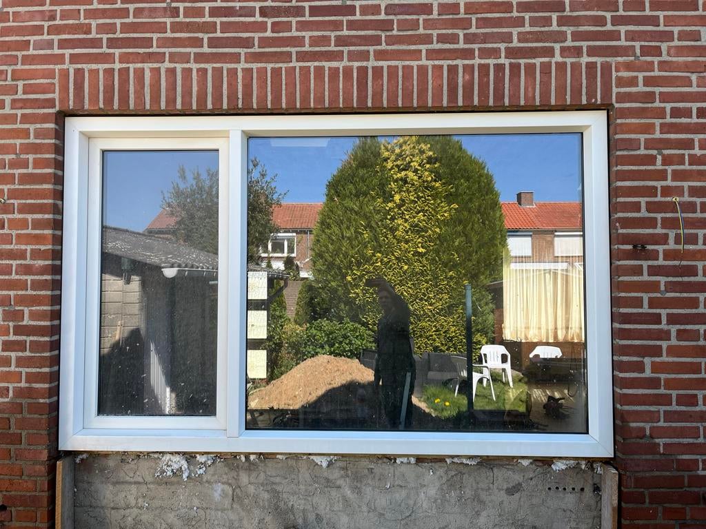 Wit kunststof kozijn met dubbelglas, Ophalen, Gevelraam of Ruit, 80 tot 120 cm, Zo goed als nieuw