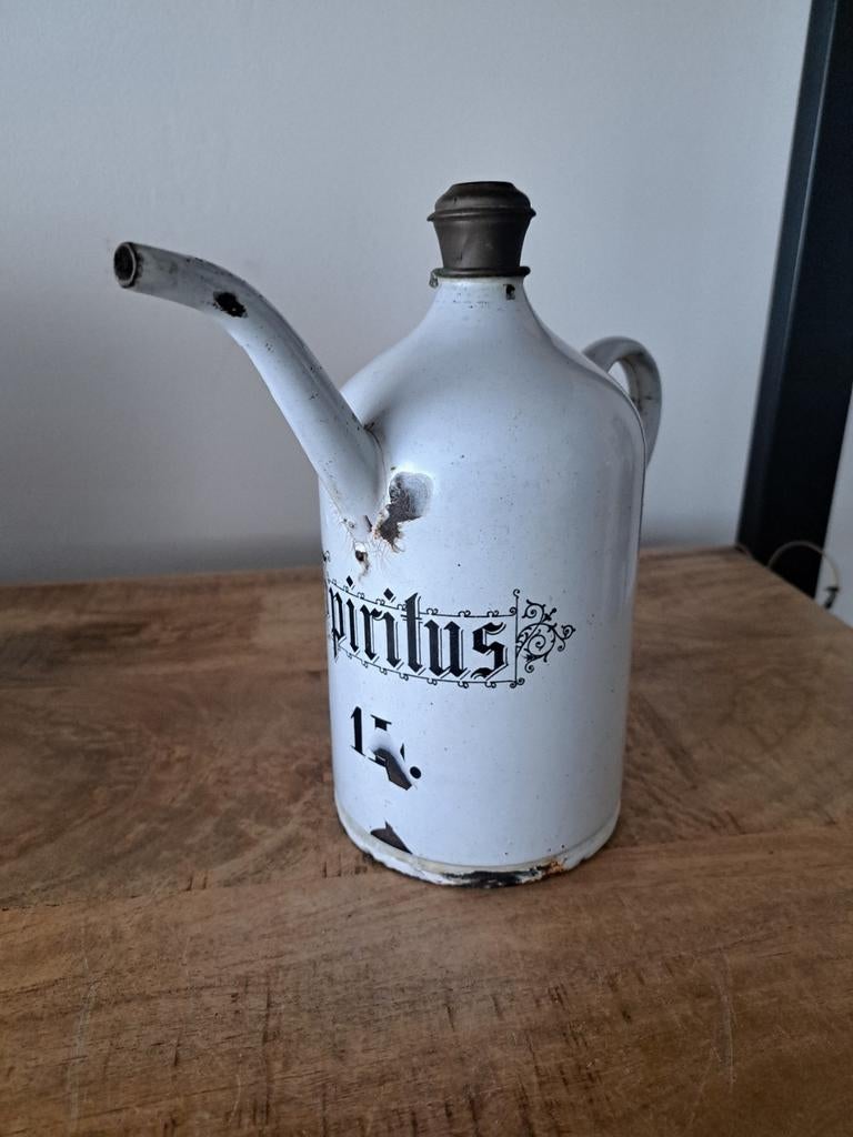 1 liter spiritus kan vintage staat, Antiek en Kunst, Antiek | Emaille, Ophalen of Verzenden