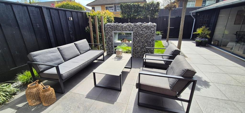 Supermooie Loungeset 5-persoons zwart/grijs, Ophalen, Bank