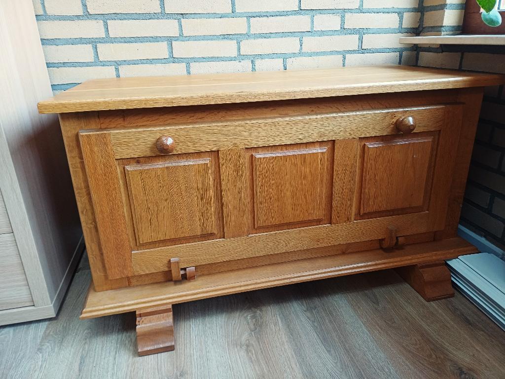 Eiken dekenkist, Ophalen, 50 tot 75 cm, Eikenhout, Minder dan 50 cm