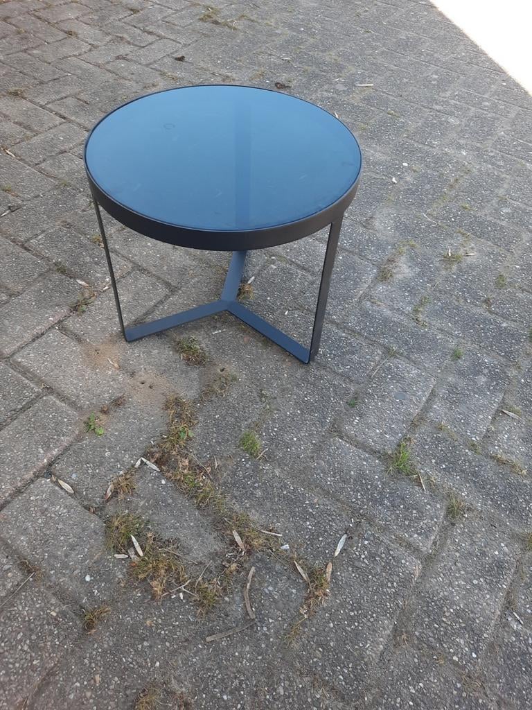Moderne ronde salontafel met glazen blad, Gebruikt, 50 tot 100 cm, Rond, Glas