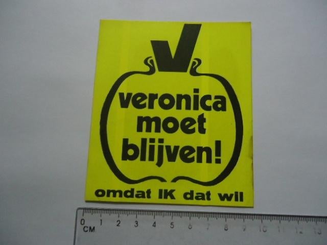 sticker oud Veronica moet blijven geel piraat radio piraten, Verzenden, Zo goed als nieuw, Bedrijf of Vereniging