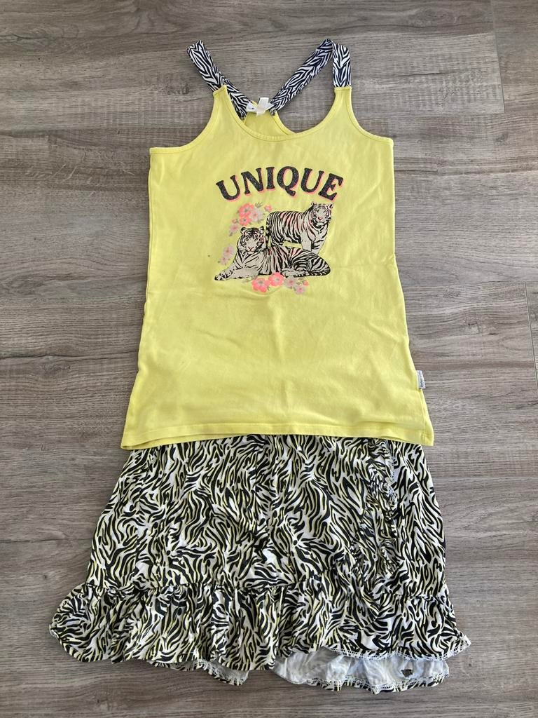 Prachtig geel hemdje orange stars en rok, Ophalen of Verzenden, Gebruikt, Meisje, Setje