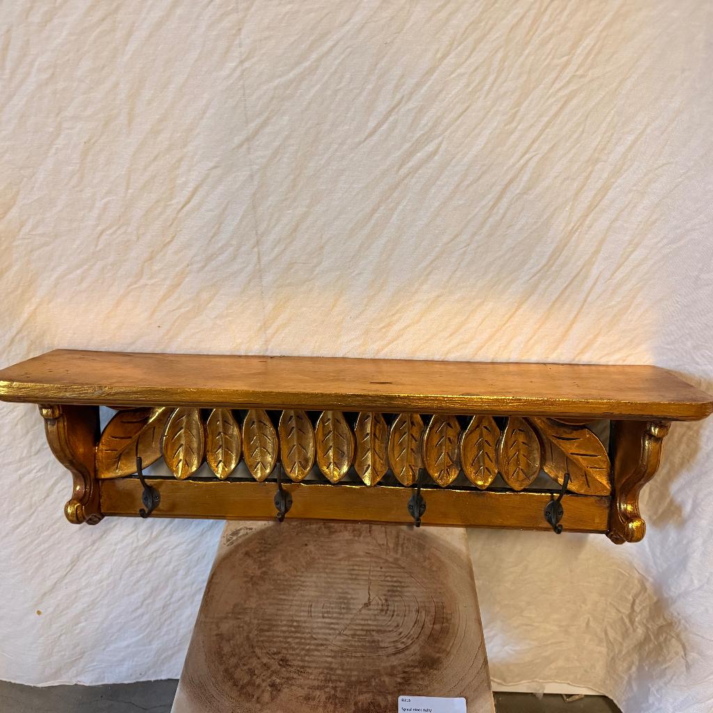 Brocante houten kapstok  - 75 cm – goud - bij TTM Wonen