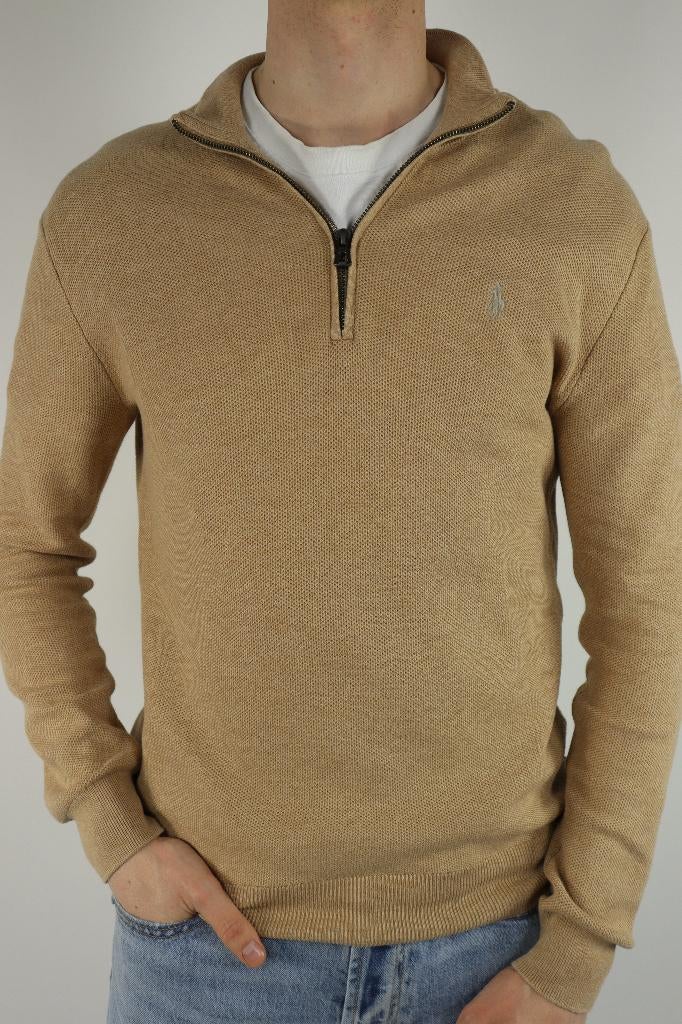 Ralph Lauren trui met kwart rits - S, Bruin, Ralph Lauren, Ophalen of Verzenden, Zo goed als nieuw