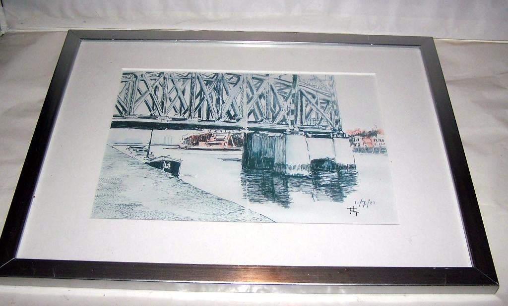 Prachtige pentekening van "De Hem Rotterdam".  Gesign. Flip., Antiek en Kunst, Ophalen of Verzenden