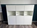 Moderne hoogglans witte buffetkast met glas, Ophalen, Met deur(en), 100 tot 150 cm, 150 tot 200 cm