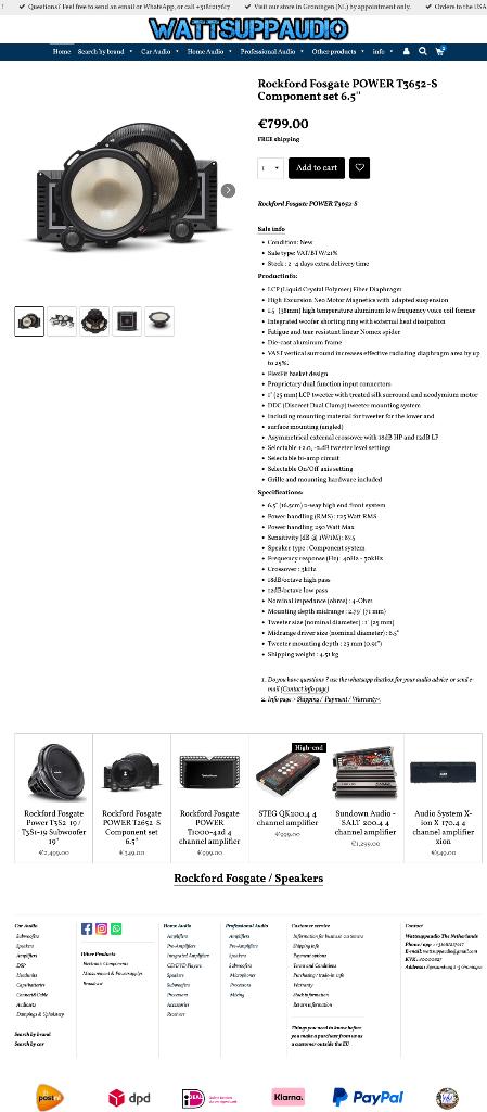 Rockford Fosgate POWER T3652-S 6.5'' Composet/speakers 16.5, Auto diversen, Autospeakers, Audio-design, Nieuw, Am Breilingsweg 3, 76709 Kronau, Duitsland